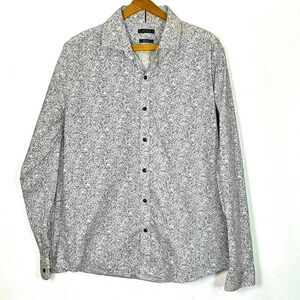 RW & Co Men's Large Button Down Long Sleeve Monstera Pattern Shirt Vacation Suit